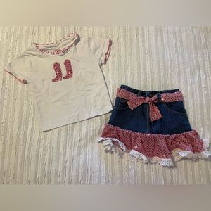 Girls sequin ruffle shirt and skirt set